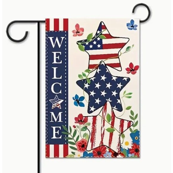 Patriotic Garden Flag 12x18in 4th of July Red, White & Blue Stars Double sided - Picture 1 of 1